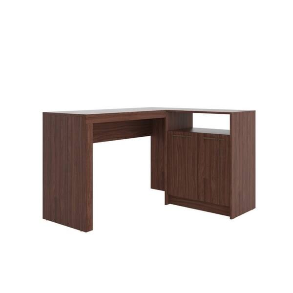 Kalmar L Shaped Wood Office Desk with Inclusive Bed Bath