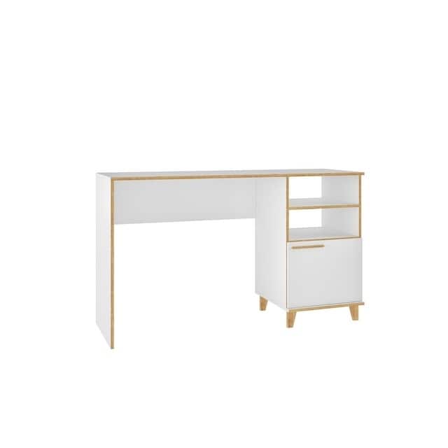 Minetta 2-Shelf White Mid Century Office Desk