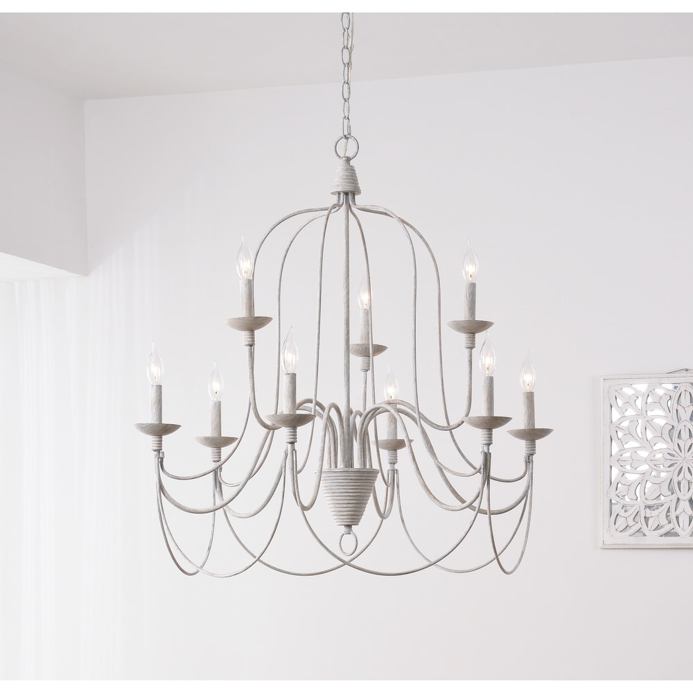 Evelyn 5 Light Chandelier Weathered White with Rope Evelyn 5 Light Chandelier Weathered White with Rope