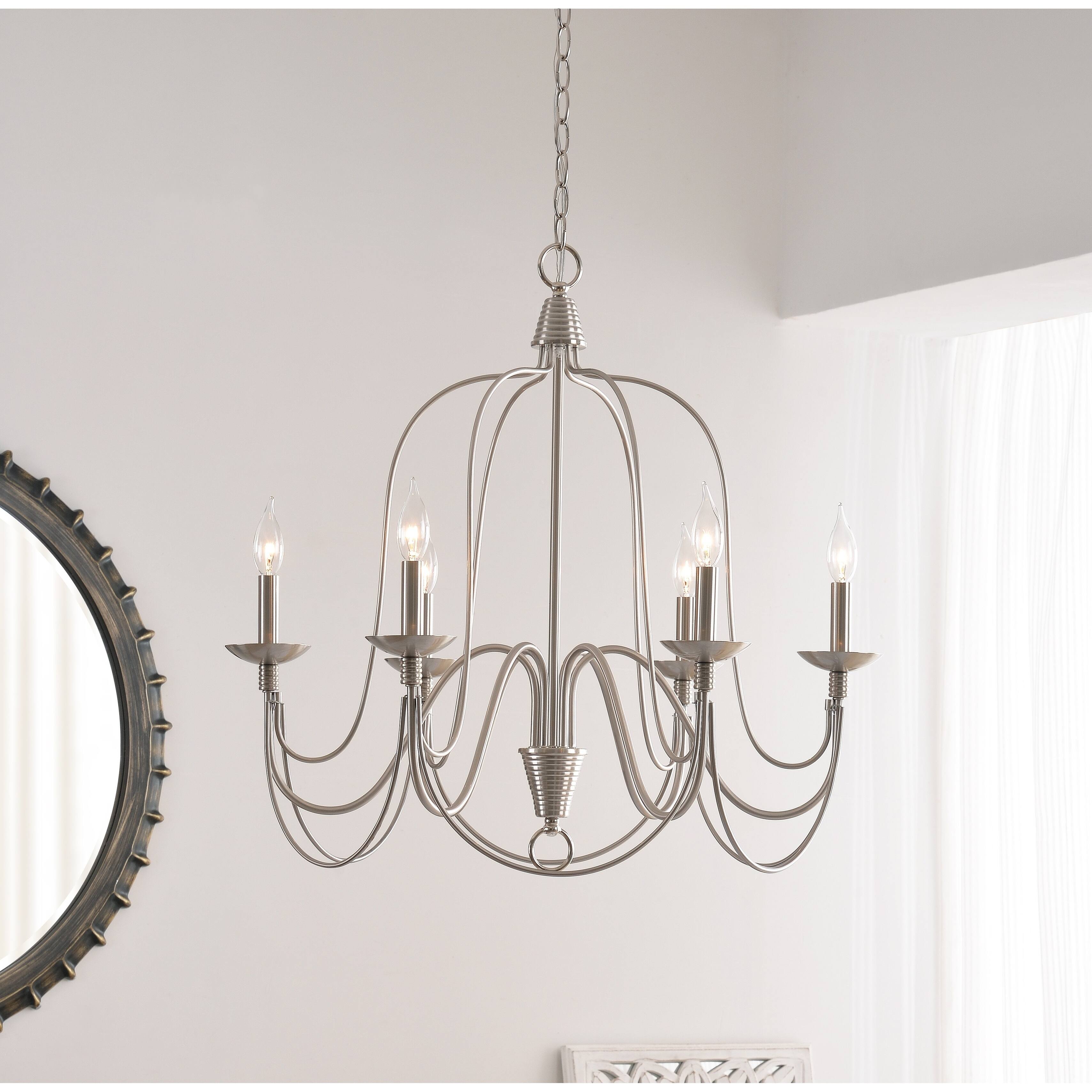 Alma 6 Light Chandelier - Brushed Steel - Chandeliers For Bedrooms by Overstock.com