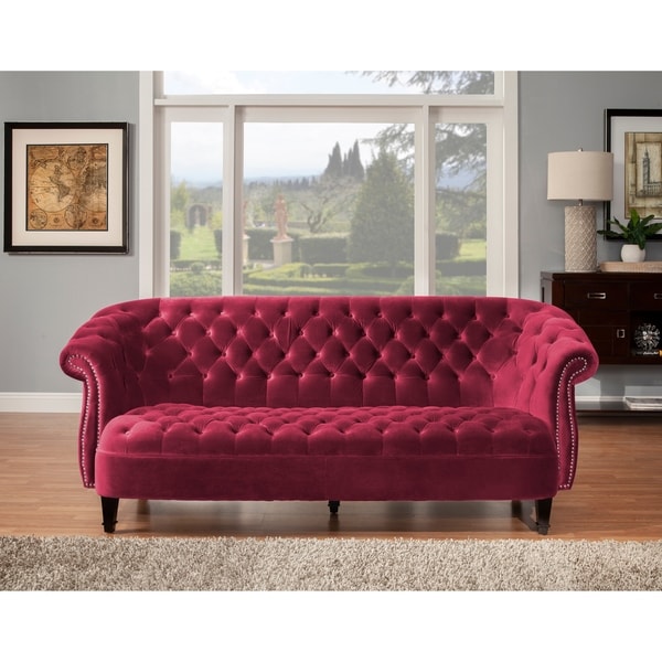 Shop Cassini Sofa- Raspberry Velvet - Free Shipping Today - Overstock