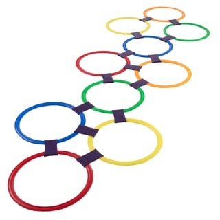 Hopscotch Ring Game-10 Multi-Colored Plastic Rings and 15 Connectors Hey! Play! - 11" Rings - 11" Rings