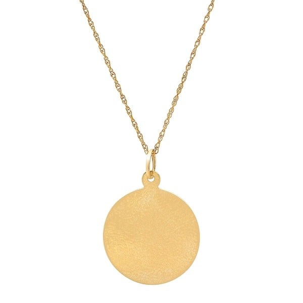 Shop Pori Jewelers 14K Solid Gold Engravable Plain Disc Pendant Chain Necklace - On Sale - Free ...