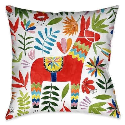 Laural Home Fiesta Animal and Flowers I Outdoor Decorative Pillow