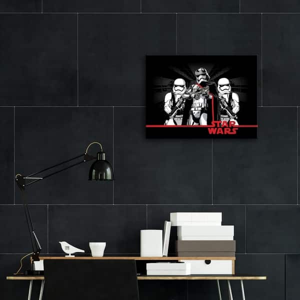 Shop Star Wars Phasma And Troopers Logo Red Embellished Canvas