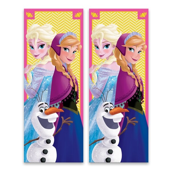 "Disney Frozen Anna Elsa and Olaf Yellow" Printed Canvas - Set of 2, 7.5W x 19.5H x .75D each - Multi-color