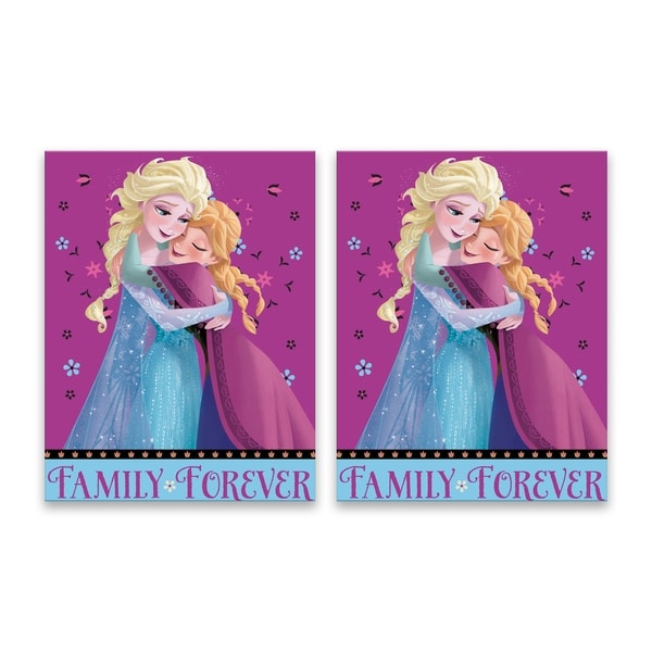 "Disney Frozen Anna and Elsa Family Forever" Printed Canvas - Set of 2, 14W x 18H x 1.25D each - Multi-color