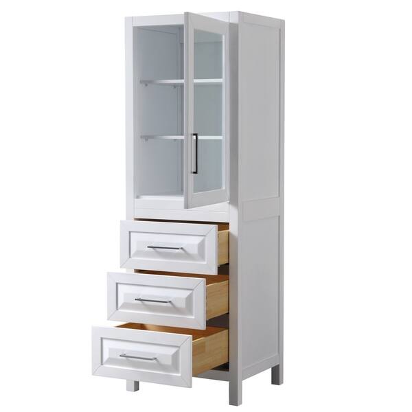 Shop Daria Linen Tower In White With Cabinet Storage And 3 Drawers