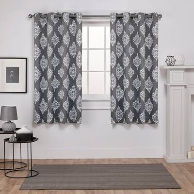 Buy Grey 108 Inches Medallion Curtains Drapes Online At