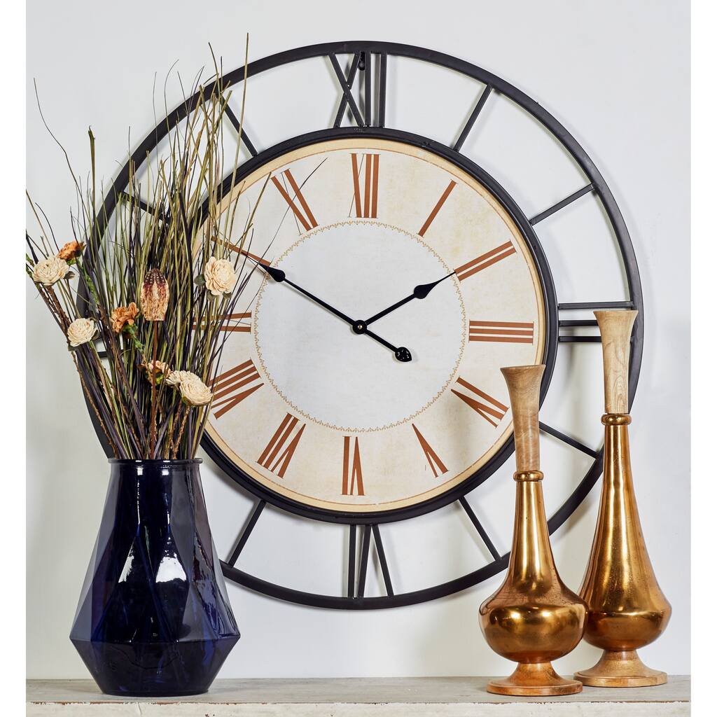 Copper Grove Seymour Black and White Metal Wall Clock