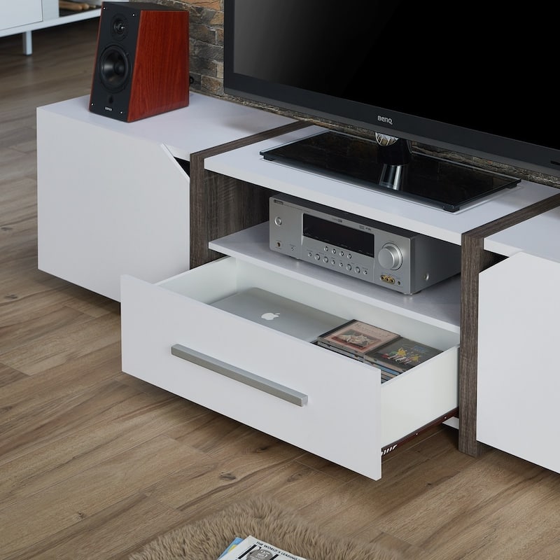Sawa Rustic 81-inch 5-Shelf Multi-functional Storage TV Console by Strick & Bolton