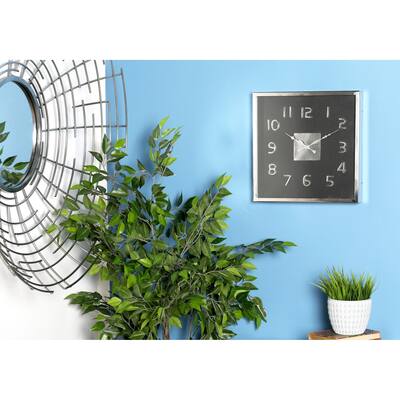 14 inch Modern Square Black Stainless Steel Wall Clock