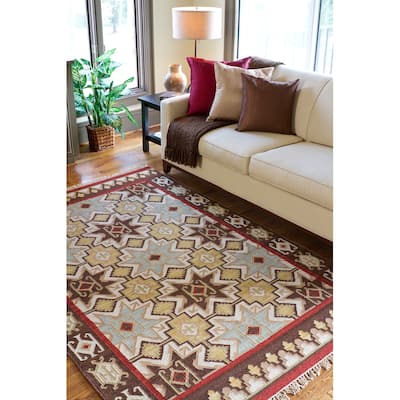The Curated Nomad Valdivia Tan/ Red Aztec Area Rug - 8' x 11'