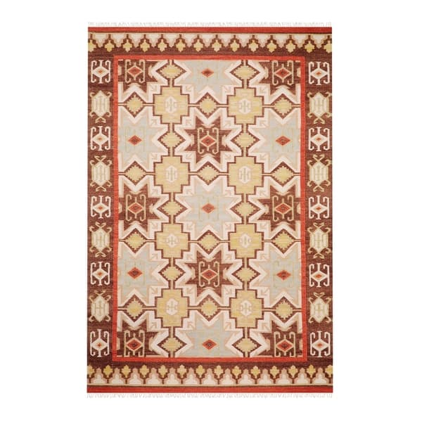 The Curated Nomad Valdivia Tan/ Red Aztec Area Rug - 8' x 11' - On Sale ...