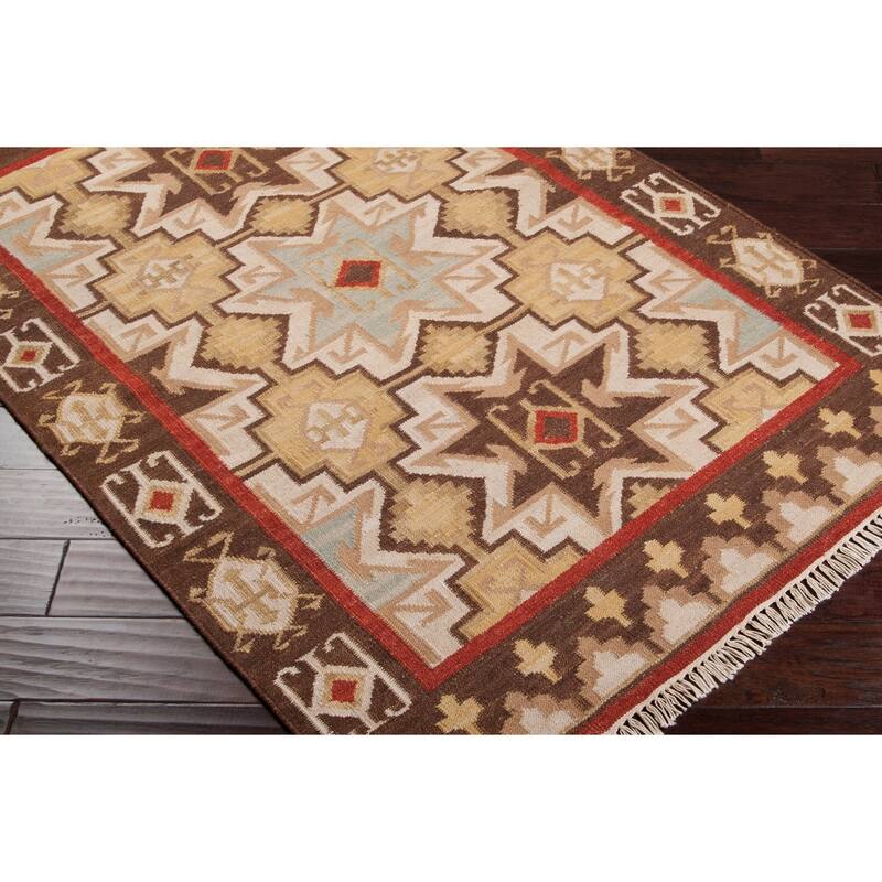 The Curated Nomad Valdivia Tan/ Red Aztec Area Rug - 8' x 11'