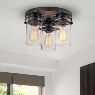 Belinda Antique Black Finish Flush Mount With Clear Gl Belinda Antique Black Finish Flush Mount With Clear Gl