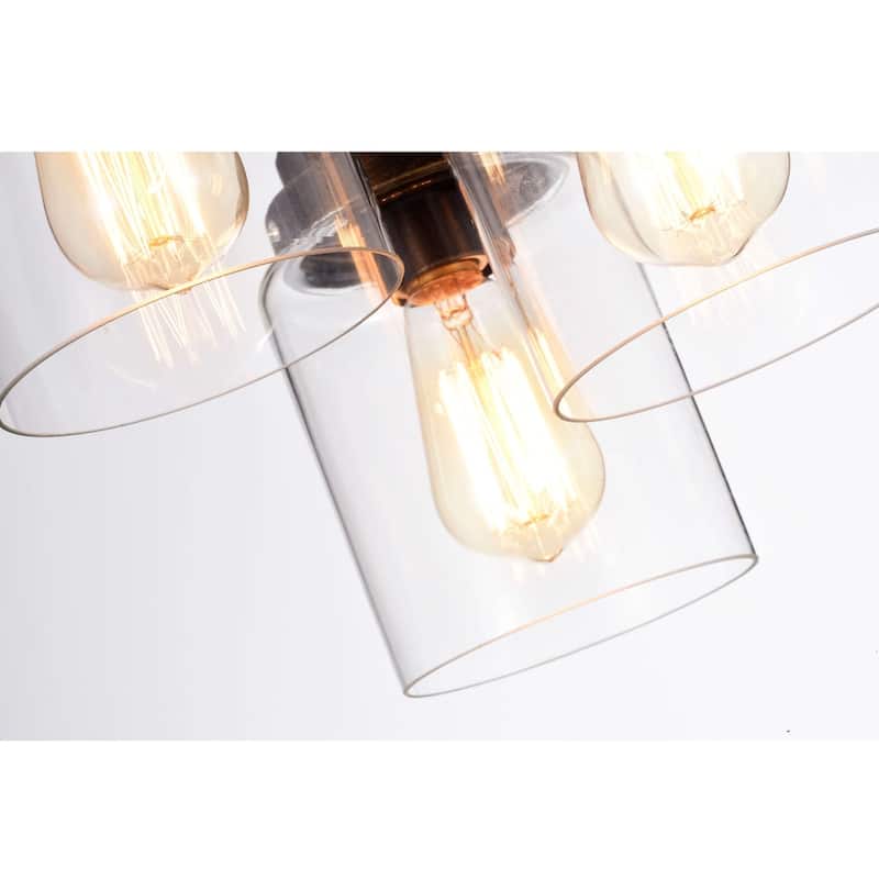 Belinda Flush Mount in Antique Black Finish with Clear Glass Shades