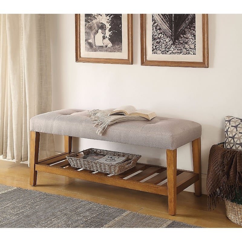 Wooden Bench, Light Gray & Oak