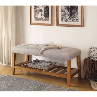 Wooden Bench, Light Gray & Oak