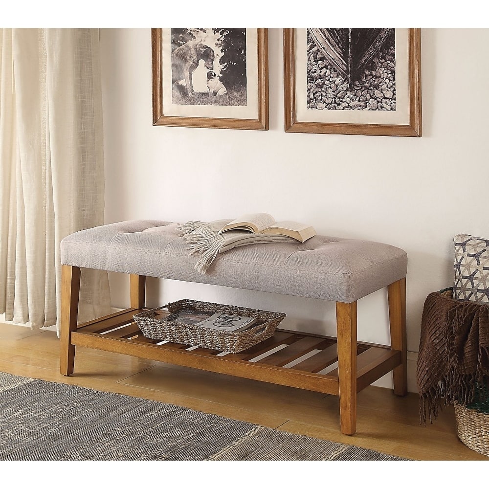 Wooden Bench, Light Gray & Oak