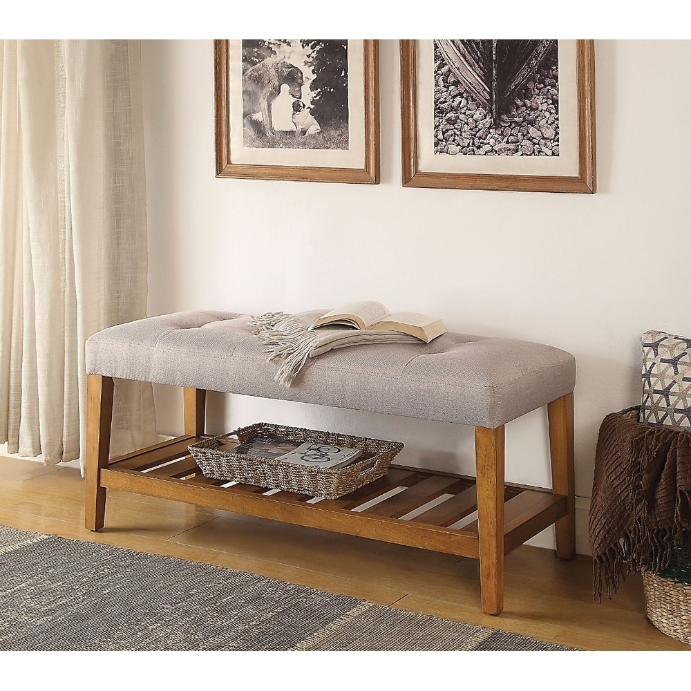 Wooden Bench, Light Gray & Oak