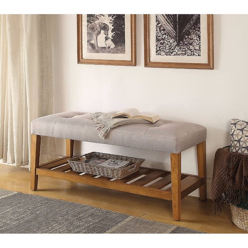 Wooden Bench, Light Gray & Oak