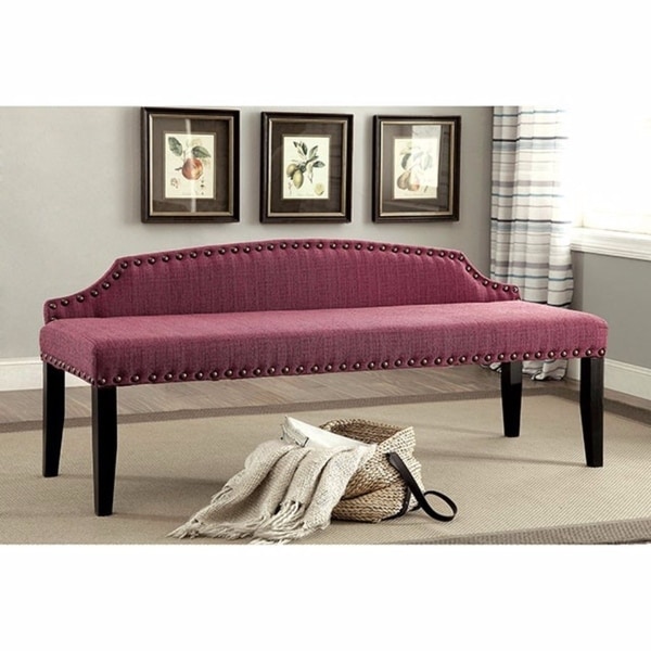 Hasselt Astonishing Luxe Padded Bench With Nail Trim, Large, Purple