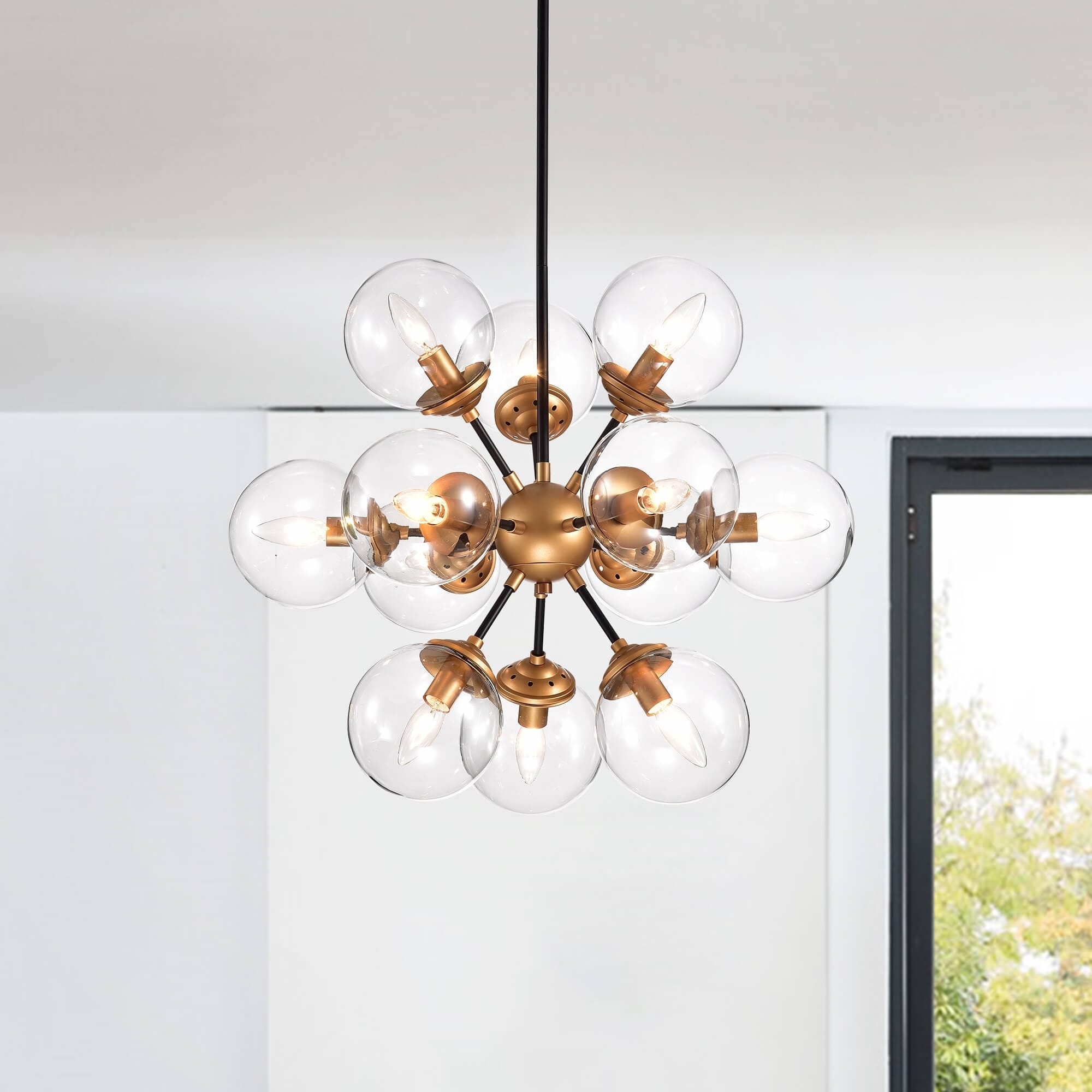 Lorena Sputnik Bronze Clear Glass Globe Industrial Pendant Chandelier - Chandeliers For Bedrooms by Overstock.com