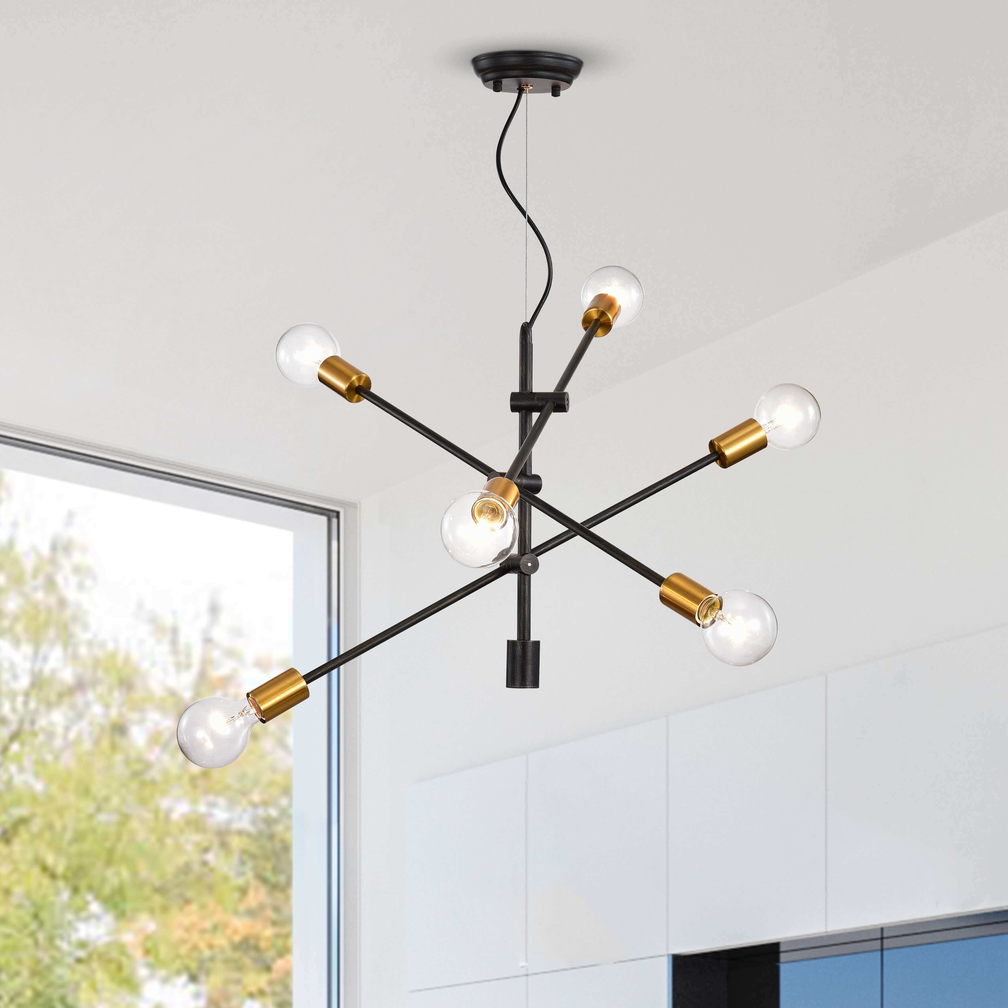 Lorena Sputnik Antique Black and Metallic Gold Industrial Chandelier - Chandeliers For Bedrooms by Overstock.com