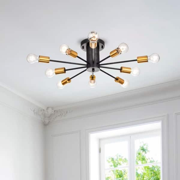 Shop Lorena Black And Metallic Gold Sputnik 10 Light