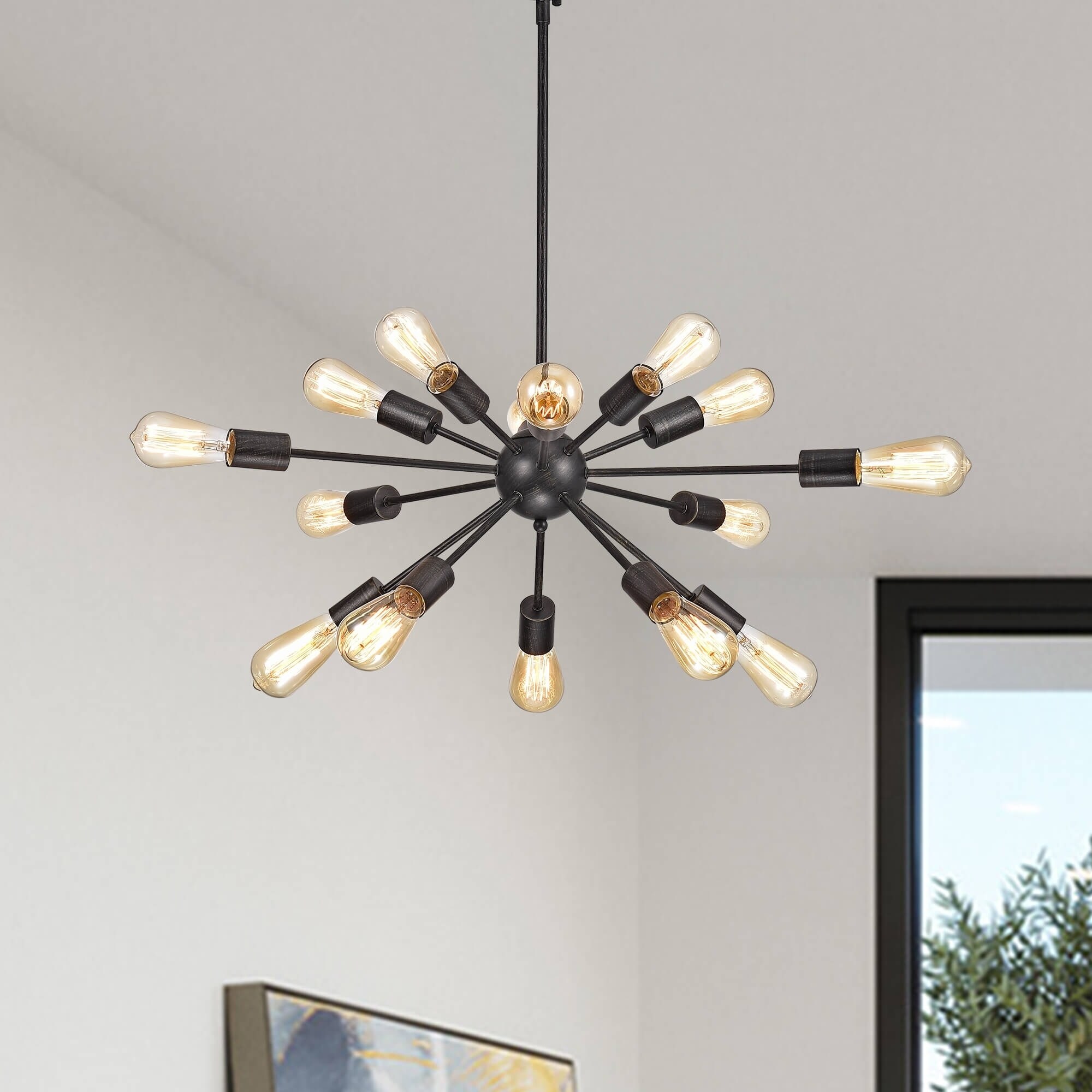 Lorena Sputnik Antique Black 15-Light Industrial Pendant Chandelier - Chandeliers For Bedrooms by Overstock.com