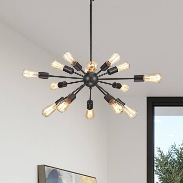 Lorena Sputnik Antique Black 15-Light Industrial Pendant Chandelier. Opens flyout.