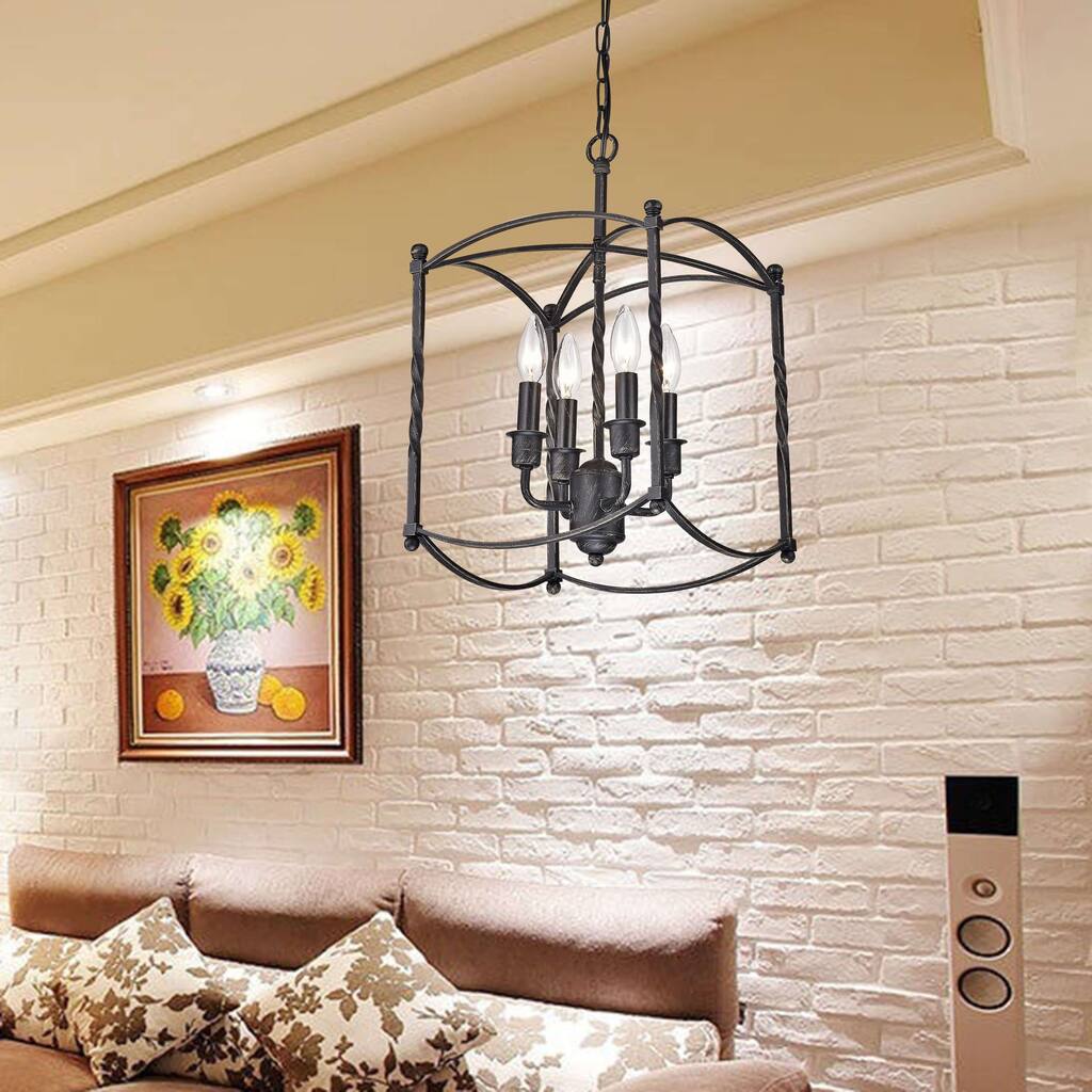 Beatriz Antique Black Classic Iron Lantern Chandelier
