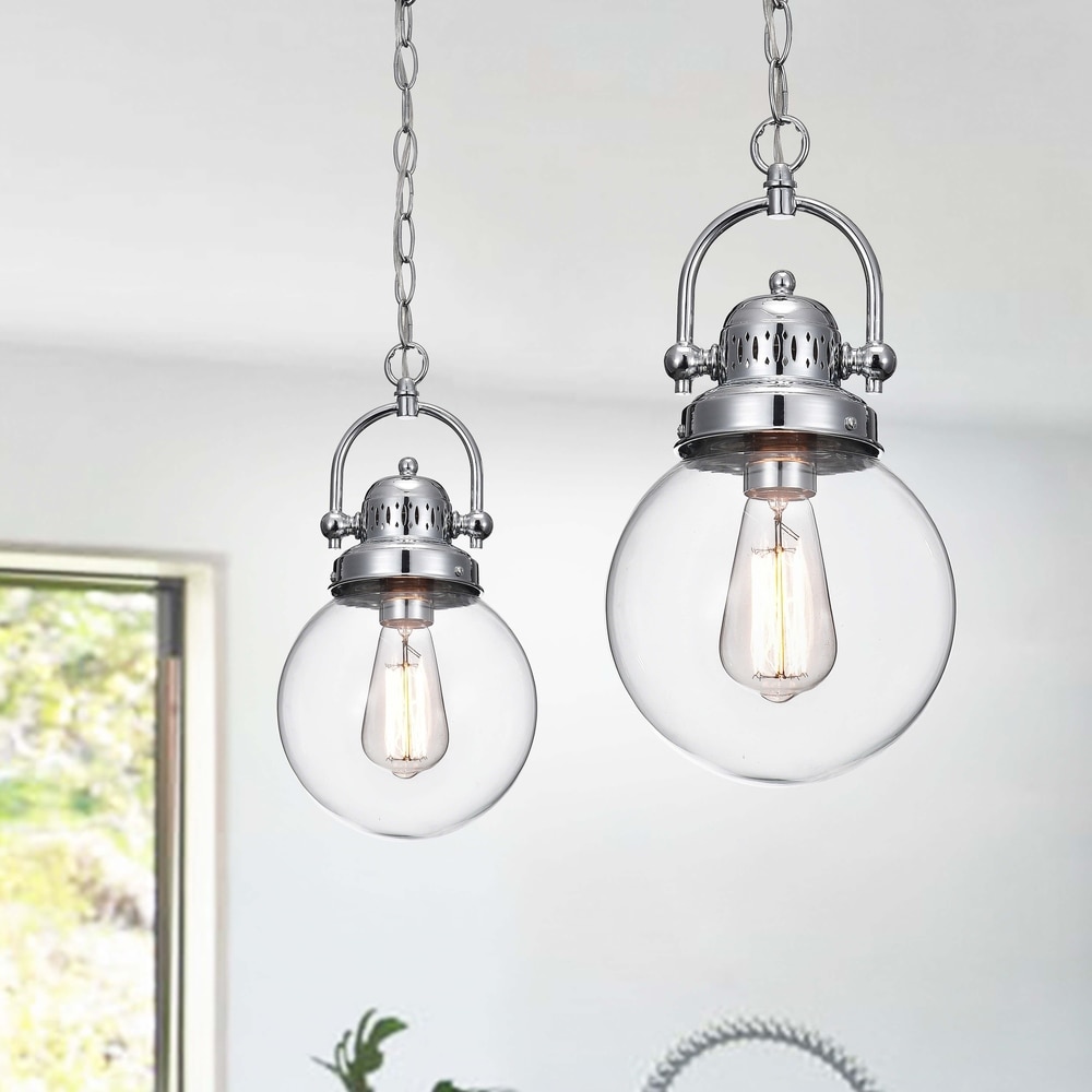 Luna Chrome Finish 3 Light Clear Glass Globe Iron Pendant Chandelier Luna Chrome Finish 3 Light Clear Glass Globe Iron Pendant Chandelier