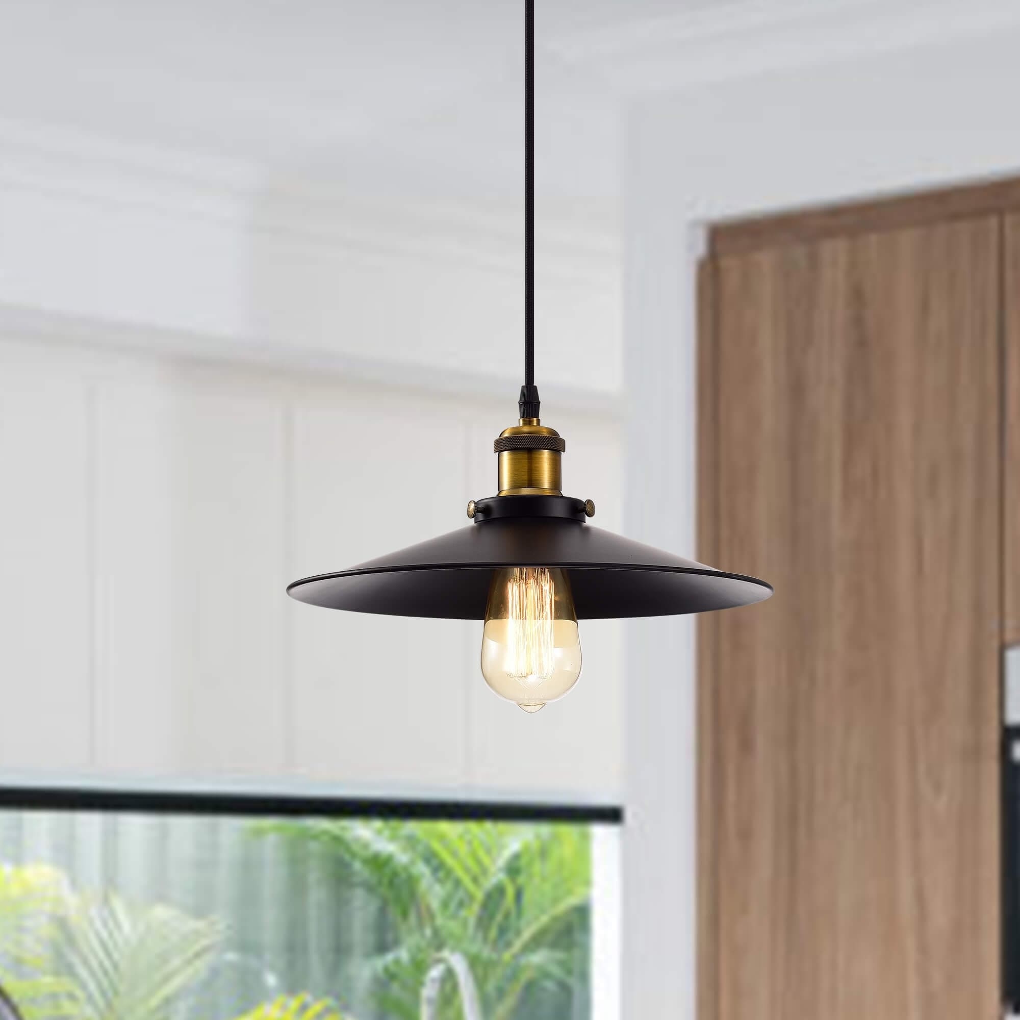 Anastasia Black and Metallic Gold Finish Industrial Pendant Chandelier - Chandeliers For Bedrooms by Overstock.com