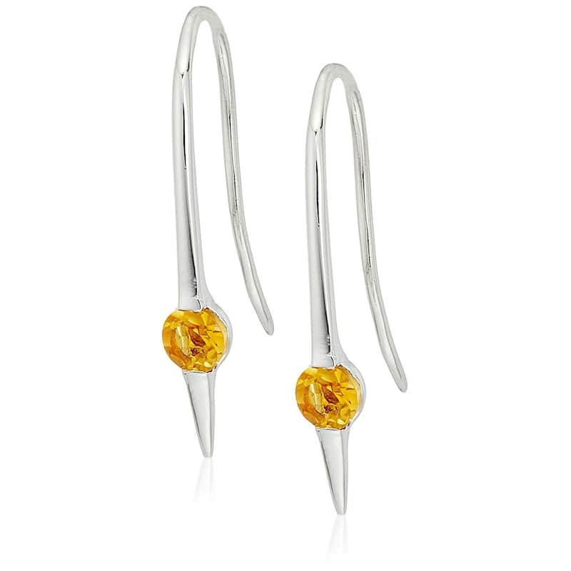 Sterling Silver Citrine Wire Drop Earrings