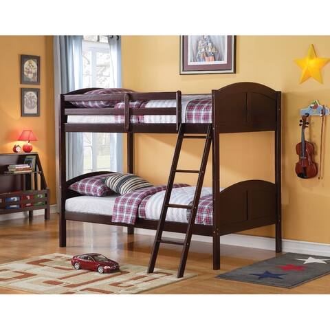 Wooden Twin/Twin Bunk Bed, Espresso Brown