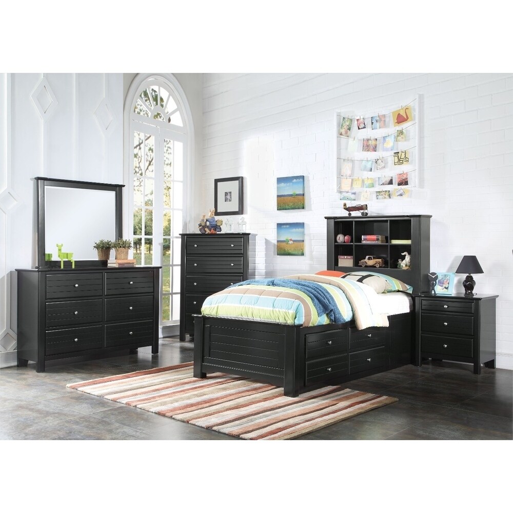 twin bed with rails and storage