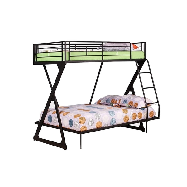 Metal Twin/Full Bunk Bed, Sandy Black