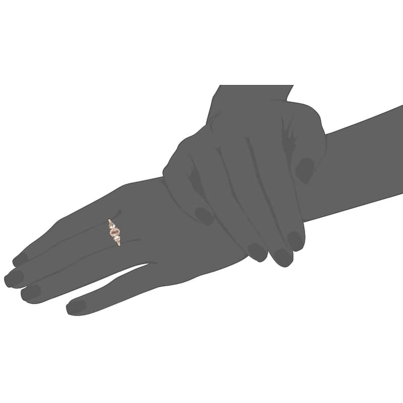 10k Rose Gold Morganite Oval and Pear 3-Stone Engagement Ring