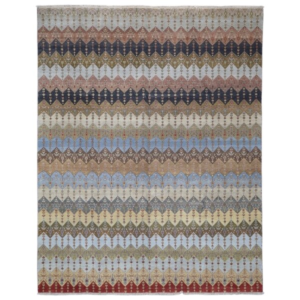 FineRugCollection Hand Made Fine Modern Design Oriental Rug - Multi - 8' x 10'2"