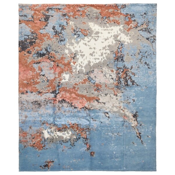 FineRugCollection Hand Made Very Fine Modern Design With Silk Oriental Rug - 8'1" x 9'10"