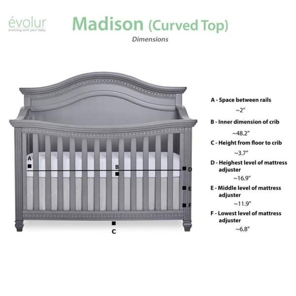 Shop Evolur Madison 5 In 1 Curved Top Convertible Crib Storm Grey