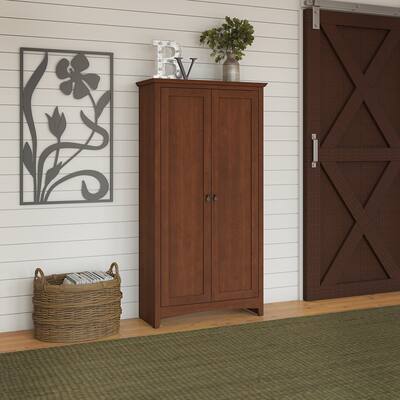 Buena Vista Tall Storage Cabinet with Doors in Serene Cherry - 31.38"L x 12.83"W x 60.20"H
