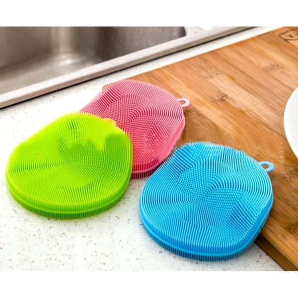 silicone cleaning sponge dish washing kitchen scrubber