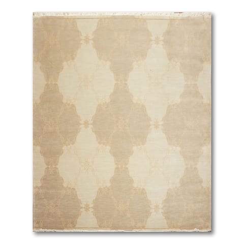 Transitional Turkish Weave Hand-Knotted Oriental Area Rug - Ming Green/Light Brown - 8' x 10'