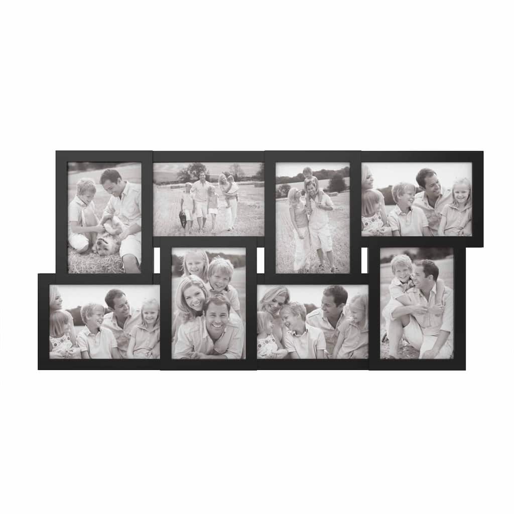 Collage Picture Frame with 8 Openings for 4x6 Photos- Lavish Home (Black)