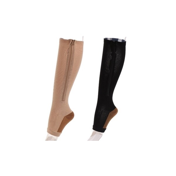 Copper Infused Zipper Compression Socks Zip Up Circulation Pressure Stockings Overstock