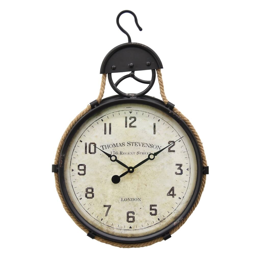 27 " Three Hands Metal Wall Clock in Black