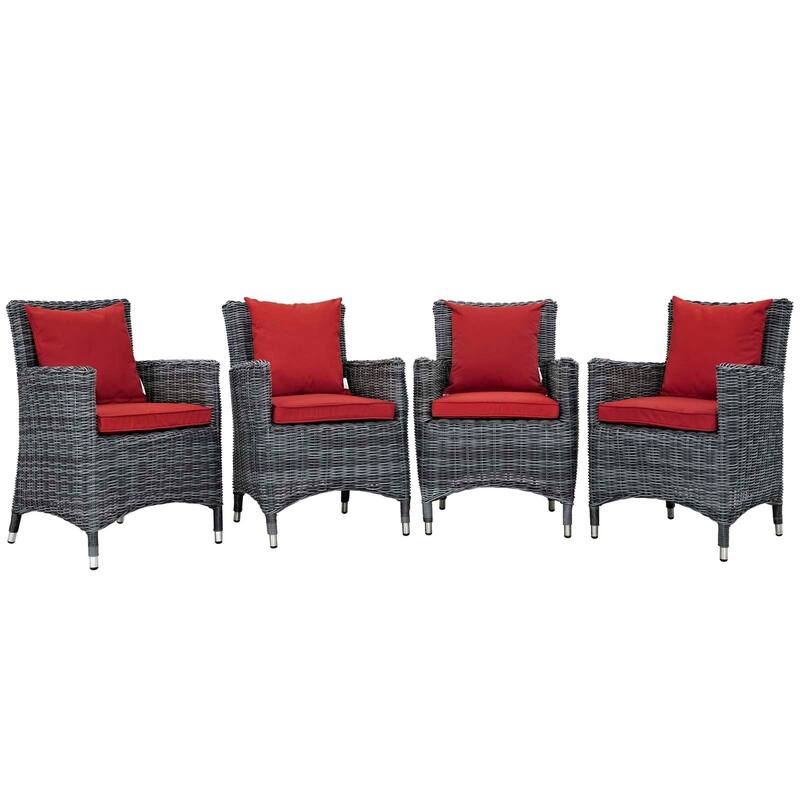 Invite 4 Piece Outdoor Patio Sunbrella® Dining Set - canvas red